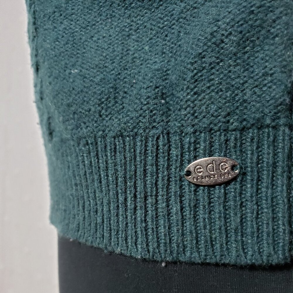VINTAGE ESPIRIT Forest Green Cable Knit Turtleneck Sweater - Picture 3 of 3